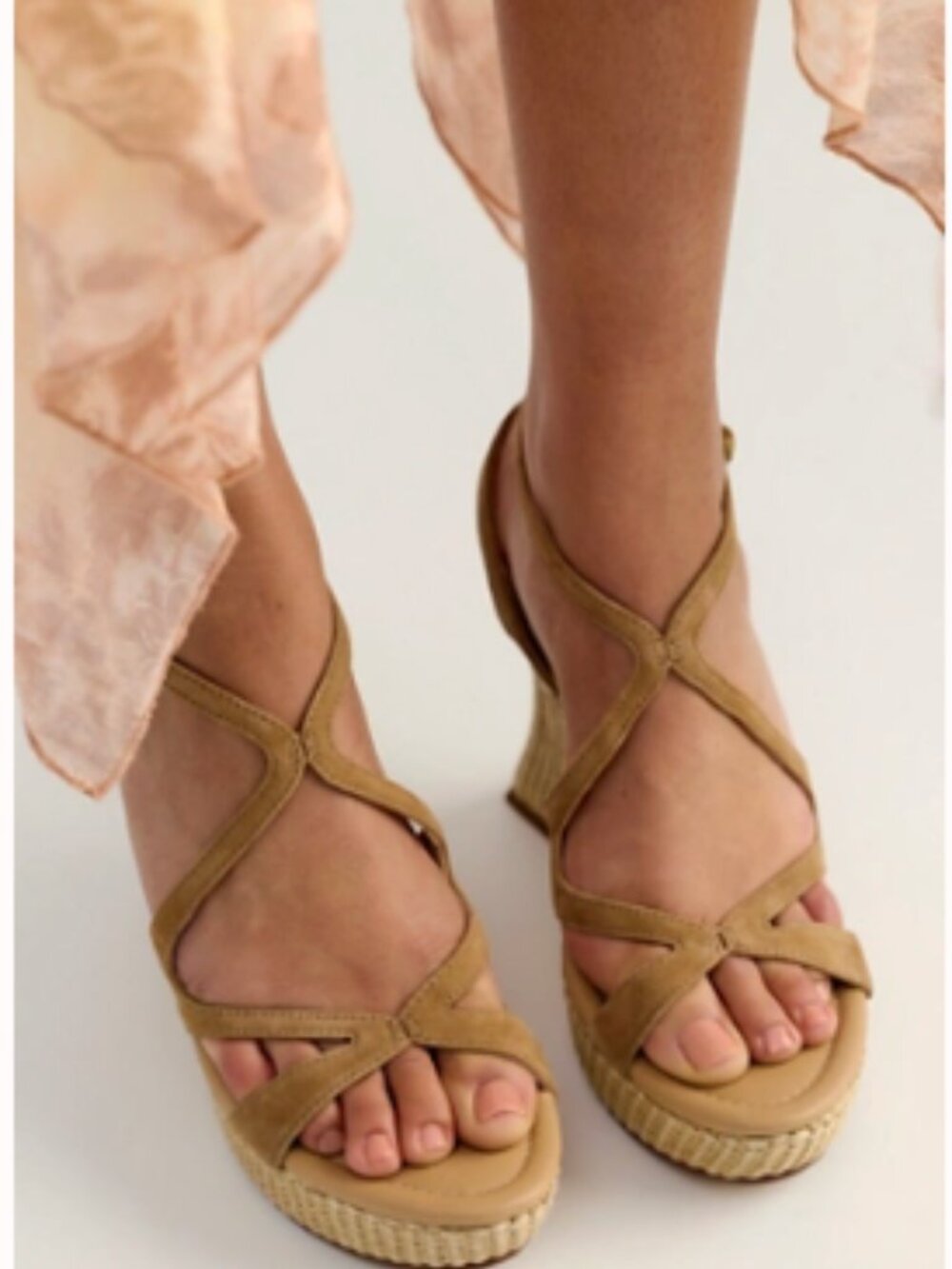 Free People Women's Trina Espadrille Wedge Sandals In Honeyed Oak- 8-1/2 NWT - Picture 6 of 11